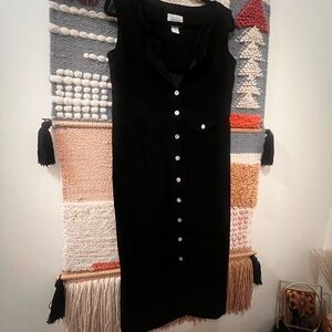 Christopher & Banks Black Button-Front Midi Dress